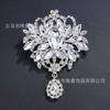 Exquisito broche grande de cristal con diamantes de imitación de aleación retro, ideal para combinar con todo, ideal para el día a día de las mujeres.