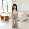Calças Casuais Retas de Perna Larga para Crianças com Cordão na Cintura, Cor Sólida da Moda, Calças para Uso Diário, Estilo Outono e Inverno, Macias e Confortáveis