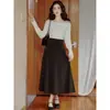 Conjunto de dos piezas tipo vestido para té de estilo francés para mujer, nuevo traje de punto para principios de otoño con falda larga y etiquetas