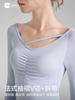 Camiseta de Yoga Plisada Francesa para Mujer 2025 Nuevo Producto con Sensación Nude y Almohadillas en el Pecho, Top Deportivo con Manga para Dedos, Ropa para Pilates Yoga