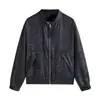 Chaqueta retro tie-dye con cuello alto para hombre, nueva colección otoño 2026, corta negra con cremallera, informal, primavera y otoño, talla grande