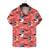 Marca Casual Moderna Transfronteiriça da Amazon Camisa Masculina de Manga Curta Moda 3D Versátil Gola Camisa de Verão
