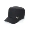 Chapéu Militar Masculino de Outono e Inverno Chapéu de Lã Tendência ao Ar Livre Moda Coreana Chapéu de Aba Reta para Meia-Idade Boné de Baseball com Proteção para Orelhas