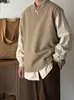 Chaleco suéter de punto casual retro estilo japonés para primavera y otoño, unisex, estilo preppy, color liso, diseño neutro, chaleco de moda para pareja