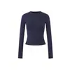 Camiseta básica simple de cuello redondo y manga larga para mujer, top versátil de otoño ajustado, capa interior adelgazante