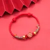 Pulsera de Hilo Rojo del Año Zodiacal 2026 para Hombres y Mujeres, Tejida a Mano Pulsera del Año del Caballo Buena Suerte Cacahuete Moneda de Cobre que Atrae Riqueza Regalo