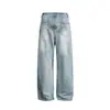 Yidao Vintage 26 Primavera Nuevo Estilo Callejero Americano Marca de Tendencia Nicho Diseño de Bolsillo Doble Jeans Lavados Holgados