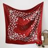 Bufanda de seda de imitación de camelia de moda europea y americana para mujer, estilo Ins, sarga, 90 cm, cuadrada, grande, protector solar, chal, ramita, moderna