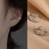 Nicho Light Luxo Clipe de Orelha Clipe de Osso de Orelha Elegante Feminino 2023 Novo Estilo Geométrico Cruzado da Moda Hong Kong Novo Estilo Chinês Furos de Orelha