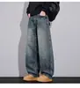 Calça jeans de perna reta larga estilo americano para homens, nova coleção outono 2026, calça de perna reta larga solta retro lavada da moda, moda masculina
