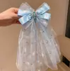 Pasador de Malla Extra Grande con Lazo para el Cabello, Pin de Tulle de Hada para la Parte Trasera de la Cabeza, Accesorio de Corona de Princesa de Alta Gama para Niñas