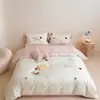 Toalha de Pônei Rosa Bordada Conjunto de Roupa de Cama Menina Quatro Peças Algodão de Fibra Longa Fio Duplo Contagem 50 Textura Delicada Amiga da Pele