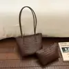 Bolso Tejido Vintage para Mujer 2026 Nueva Moda Color Sólido para el Trabajo Gran Capacidad Bolso de Hombro Tote