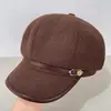 Chapéu Octogonal de Lã para Mulheres Outono e Inverno 2026 Chapéu de Artista Vintage que Faz o Rosto Parecer Menor, Boina Versátil
