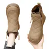 Botas de neve de sola reta em couro genuíno para mulheres, novo estilo de inverno 2026, com forro de fleece adicional para calor extra, espessadas para isolamento, impermeáveis e antiderrapantes, botas curtas