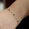 Prata de Lei S925 Banhada a Ouro 18K, Pulseira Céu Estrelado com Zircônia Esmeralda para Mulheres, Design Único, Joia Exquisita e de Luxo Leve
