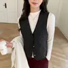 Colete Leve de Lã H127 para Mulheres, Peça de Roupa Externa da Moda com Decote em V Solto, Colete Interno Jaqueta para Outono e Inverno, Roupa Feminina
