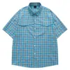 Camisa de Manga Corta con Diseño de Cuadros y Borde Deshilachado Nuevo de Verano para Hombre, Diseño Americano Moderno, Holgada, Casual, para Hombre y Mujer
