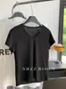 Camiseta Sencilla de Color Sólido con Hombro Recto Estilo Coreano Nuevo Verano 2026 para Mujer, Top Delgado de Manga Media Estilo Relajado