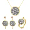 Eros Venus Moneda Antigua Tailandesa Plata de Ley Juego de Joyería Vintage Europeo y Americano Collar Anillo Pendientes de Gama Alta para Mujer