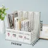 Estante para Archivos Engrosado Caja para Archivos Caja de Almacenamiento Portadocumentos Organizador de Archivos de Escritorio Suministros de Oficina Atril de Libros Cuatro Secciones