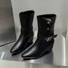 Colección nueva de otoño e invierno 2026, la más trendy: botas de caña alta para mujer con hebilla de cinturón, punta fina, botines y botas de vaquero estilo western