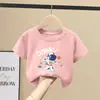 2091 # Camiseta de Verão de Manga Curta para Meninos Infantil 2025 Nova de Algodão Puro Desenho Animado Moderna de Meia-Manga Roupas de Verão para Bebê