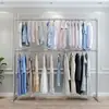 Secador de Ropa de Acero Galvanizado Engrosado de Pie Vertical Interior Exterior Balcón Estante Colgante de Dos Niveles Estante Superior e Inferior Secador de Ropa