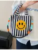 Bolso de Hombro Rayado con Cara Sonriente Bolso para Madre y Bebé Bolso Cruzado de Gran Capacidad Bolso Casual para Estudiante de Tutoría Bolso de Mano Lindo Literario