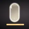 Espejo de baño inteligente ovalado para pared salón de belleza con luz pantalla táctil LED inducción antivaho espejo de tocador HD