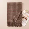 Cachecol de imitação de caxemira para mulheres, versão coreana, novo estilo de inverno, xale quente versátil de alta qualidade, xale para ar condicionado e aquecedor de pescoço com estampa pied-de-poule