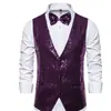 Moda Masculina Vestido para Performance de Palco Terno com Lantejoulas Pequenas Colete de Terno Colete de Apresentador MC Colete de Estúdio