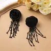 Estilo fada suave, borla longa, gaze de seda brilhante, flor de rosa, acessórios de flor diy, acessórios de cabelo, grampo de cabelo, alfinete, atacado