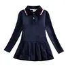 Falda tipo polo comercio exterior algodón ropa infantil primavera y otoño estudiante niños vestido niña bebé estilo occidental manga larga falda plisada