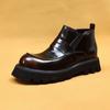 [Atividade] sapatos de bico largo pés gordos botas masculinas inverno forrado com lã quente couro brilhante sola grossa botas Chelsea