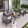 Sofá de aleación de aluminio para ocio al aire libre, sofá combinado impermeable y a prueba de sol para tres personas para patio exterior, sofá para terraza de villa
