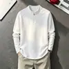 Sudadera con capucha de cremallera media y cuello alto cleanfit para hombre otoño camiseta de manga larga con cuello Henley hombro normal capa interior capa base
