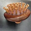 Pente Compacto de Madeira com Almofada de Ar para Massagem no Couro Cabeludo, Pente de Almofada de Ar com Dentes de Sândalo Dourado, Pente Compacto de Madeira Portátil