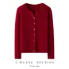 Cárdigan de Cachemira para Mujer, Elegante Suéter de Cachemira de Cabra, Suave y Ajustado, Ropa de Abrigo, Chaqueta Suéter de Punto con Cuello Redondo