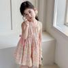 Vestido sin mangas de verano estilo coreano para niña 2026 Nuevo modelo Vestido floral de algodón para bebé Elegante vestido acampanado de algodón puro