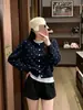 Cárdigan redondo de manga larga con lunares estilo coreano para mujer, un top casual minimalista y versátil para otoño e invierno, con un diseño único