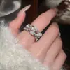 Anillo Abierto Minimalista de Perla y Circonita Estilo Coreano Elegante Versátil Anillo para Dedo Índice Joyería de Lujo Ligero de Gama Alta para Mujeres