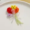 Ramo de tulipanes coloridos de primavera y verano, flores artesanales, horquillas con cuentas tejidas a mano, accesorios para el cabello, pendientes, material al por mayor