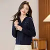 Cardigã de tricô cinza com capuz para mulheres, novo estilo coreano de outono, super fácil de combinar, jaqueta suéter fina curta