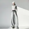 Foto Real de Calça Scimitar Estilo Americano Menina Apimentada Patchwork Xadrez Babados 2026 Nova Calça Esportiva de Moletom Wide-Leg Feminina