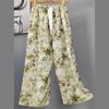 Pantalones de Pijama de Algodón Finos de Verano para Mujer con Estampado de Dibujos Animados, Pantalones de Pierna Ancha para Mujeres Embarazadas, Tallas Grandes, Adecuados para Usar Afuera, Pantalones Largos de Algodón, Exportación