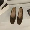 Zapatos Planos de Gamuza Retro Franceses de Punta Cuadrada Bajos con Lazo de Un Solo Paso para Commuting Otoño/Invierno 2026 Nuevas Llegadas