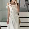 Foto Real de un Vestido sin Mangas Suave Estilo Francés con Orejas de Conejo, Corbata de Lazo y Escote Drapeado, Vestido Camisola para Mujer