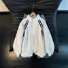 Sudadera cárdigan pesada a rayas estilo americano negro, colección de otoño para hombre, prenda exterior elegante y genial, para look de pareja a juego, chaqueta tipo béisbol con cuello alto