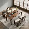 Mesa de té Zen de madera de nogal, adecuada para balcones y apartamentos pequeños, estilo chino retro, oficina informal, diseño nuevo, mesa de té con uniones de mortaja y espiga